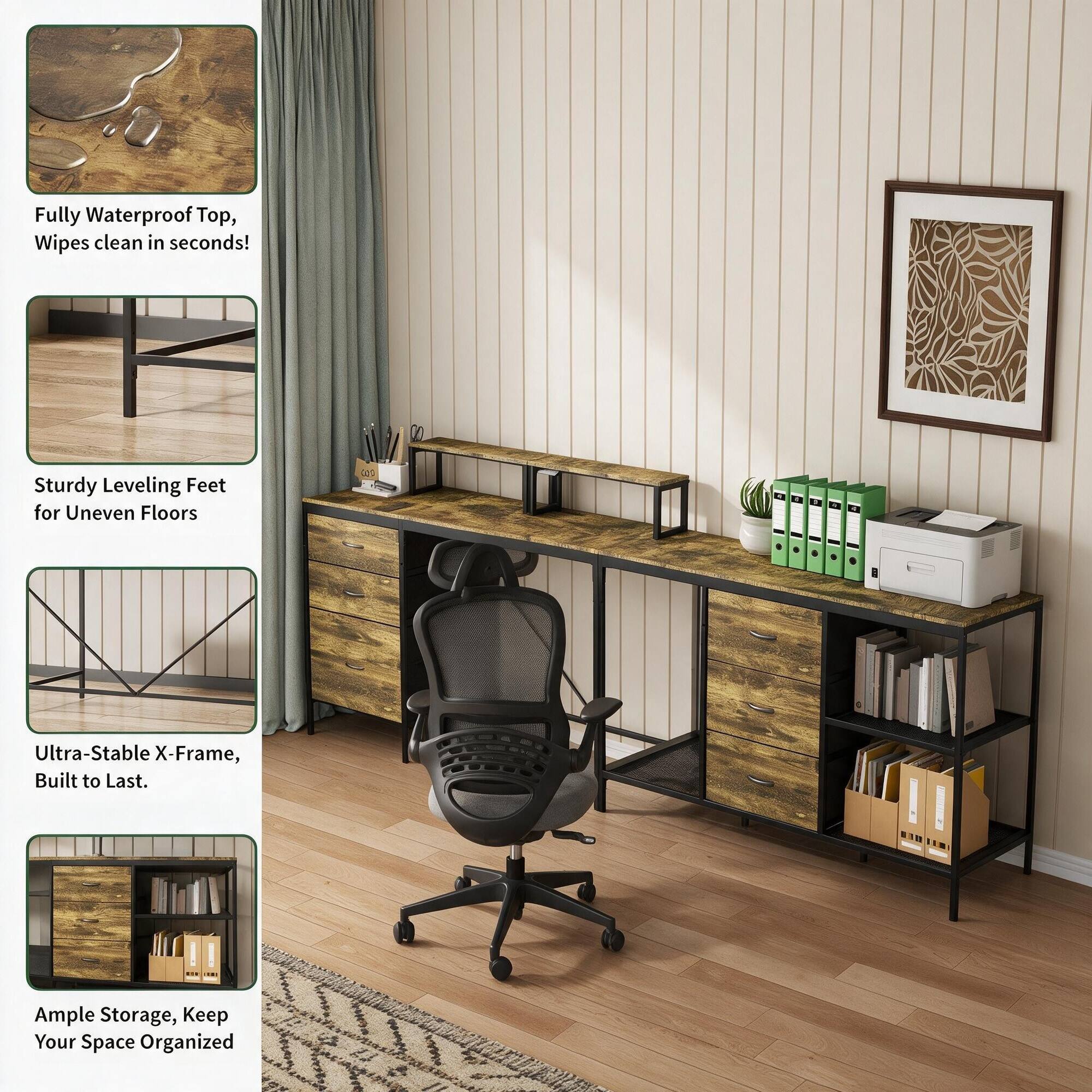 Fully Waterproof Top, Wipes clean in seconds!

Sturdy Leveling Feet for Uneven Floors

Ultra-Stable X-Frame, Built to Last.

Ample Storage, Keep Your Space Organized