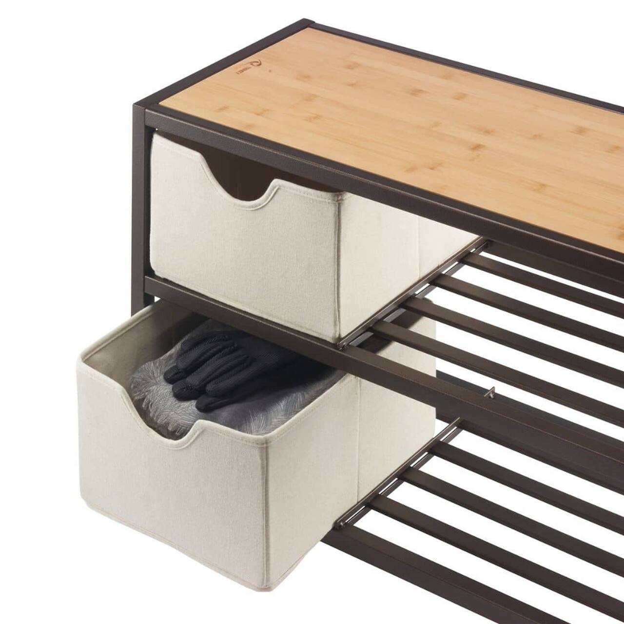 Alt View 12. TRINITY - 3-Tier Shoe Bench w/ Baskets Bronze Anthracite - Bronze Anthracite®.