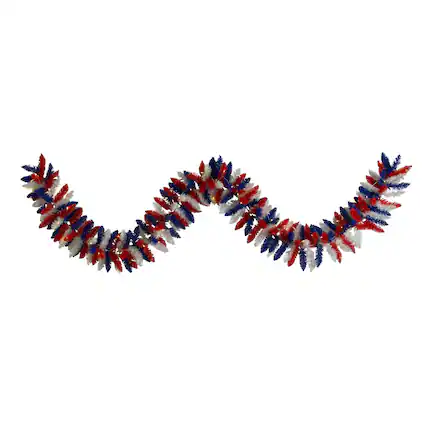 Front. BreeBe - 9 Ft. Patriotic Garland with 50 LED Lights - Multi.