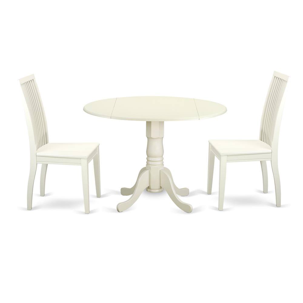 Back. East West Furniture - Dining Room Set Linen White - Brown.