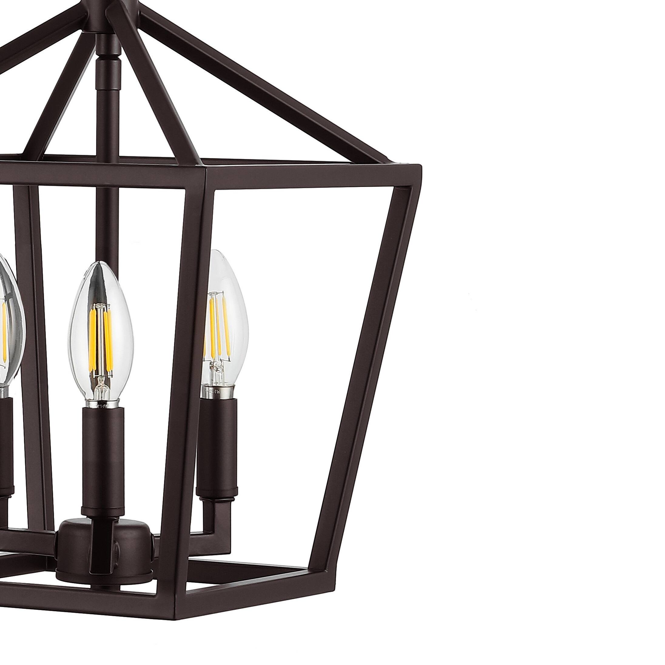 Alt View 3. Jonathan Y - Ojai 10" 3-Light Iron Classic Modern Pagoda LED Pendant Lantern, Oil Rubbed Bronze - Oil Rubbed Bronze.