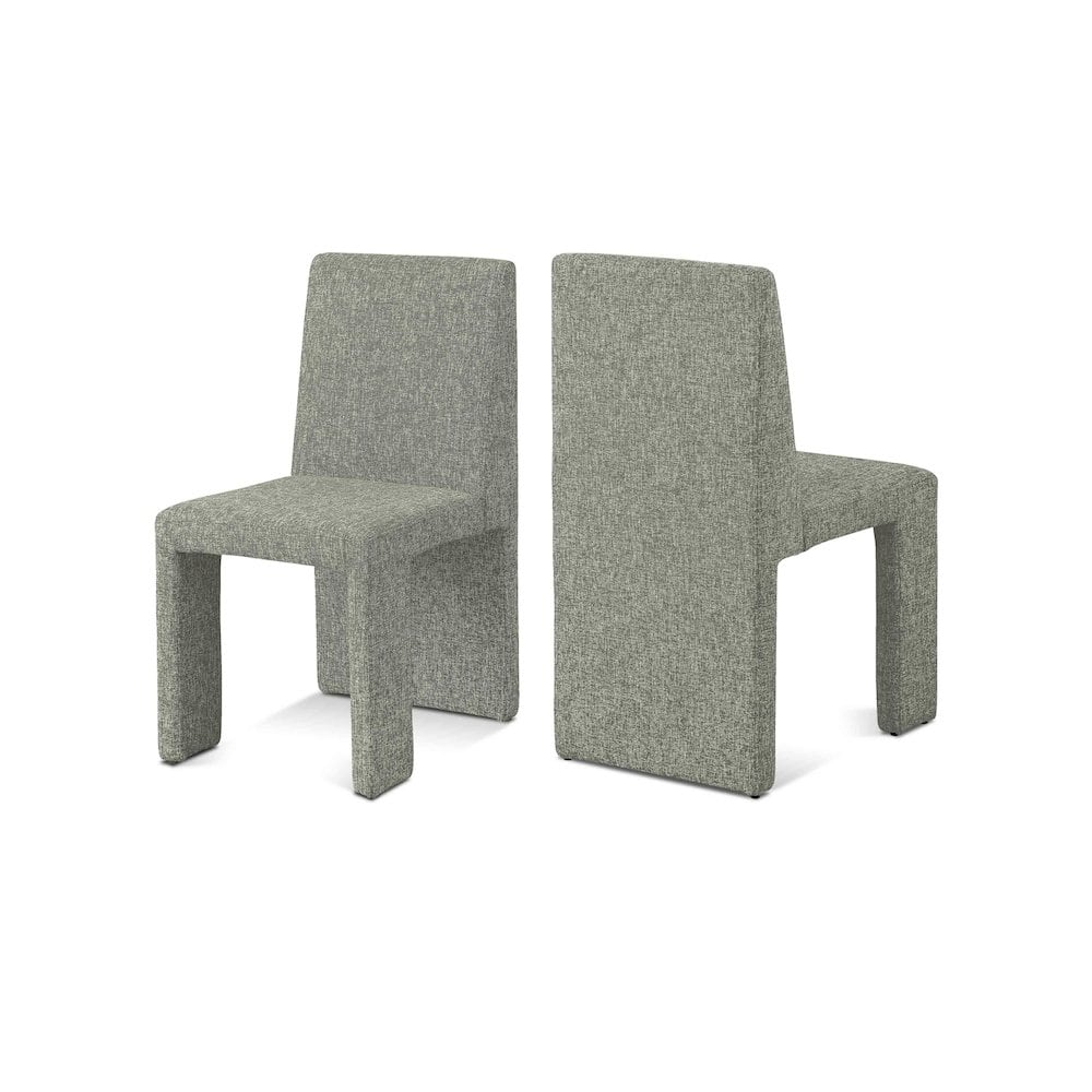 Meridian Furniture - Benson Linen Textured Fabric Dining Chair, Set of 2 - Green