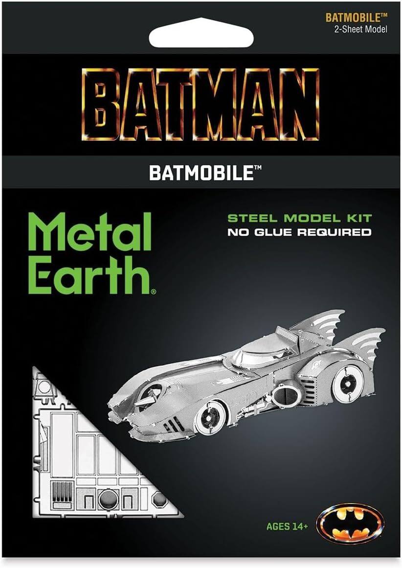 BATMAN  
BATMOBILE™  
2-Sheet Model  

Metal Earth  
STEEL MODEL KIT  
NO GLUE REQUIRED  

AGES 14+
