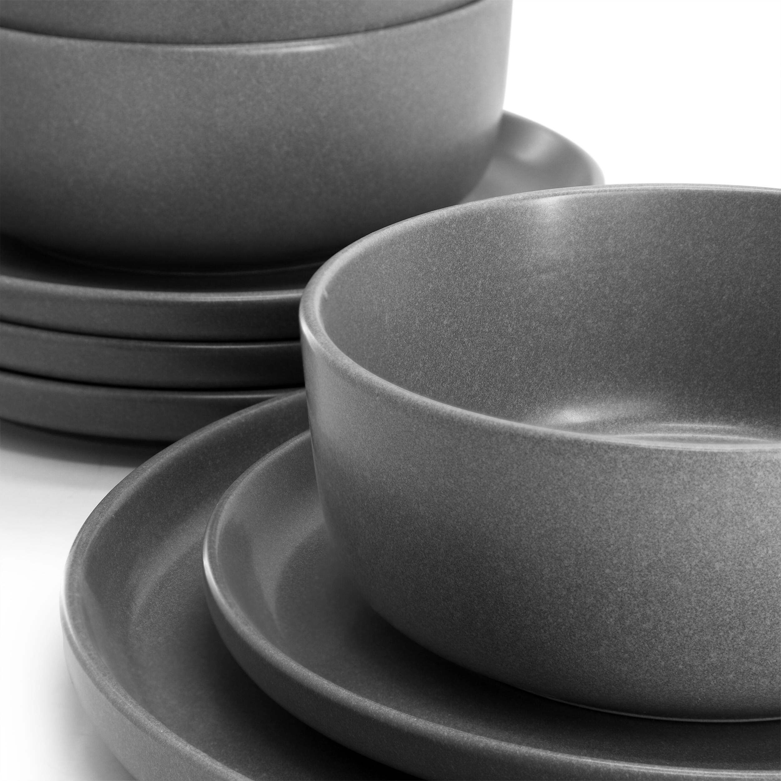 Alt View 5. Gibson - Gibson Soho Lounge Bryant Park 12 Piece Reactive Stoneware Dinnerware Set in Gray - Gray.