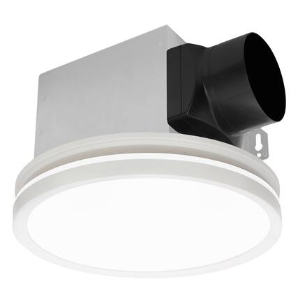Front. Akicon - Bathroom Exhaust Fan with Light, Dimmable 3CCT LED Light with Night Light, 80 CFM, 2 Sones, Round, White - White.