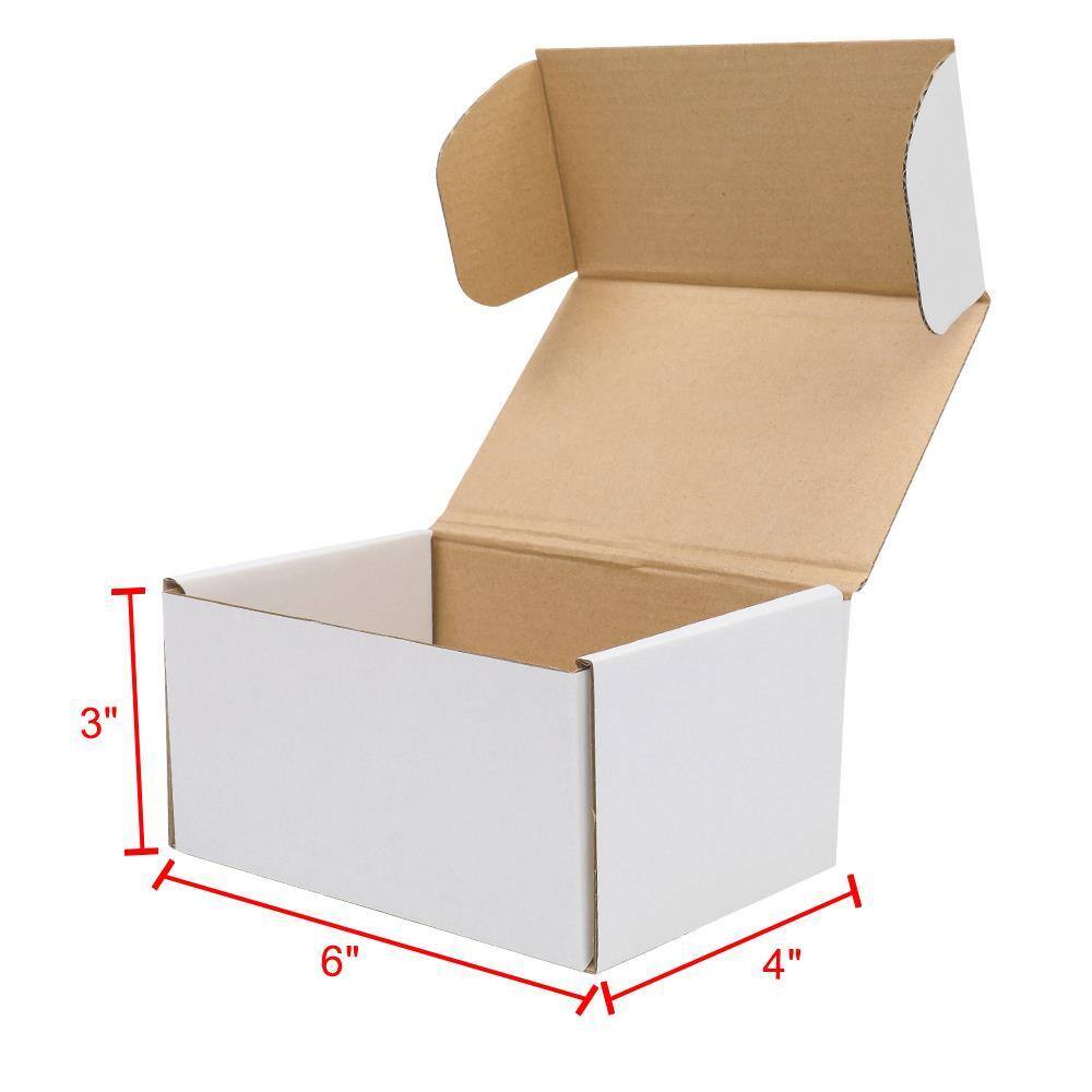 Alt View 1. Winado - 50 PCS - WHITE CORRUGATED MAILERS 6x4x3" Shipping Packing Paper Boxes Mailers Recyclable Fold Boxs for UPS, USPS, FedEx - White.