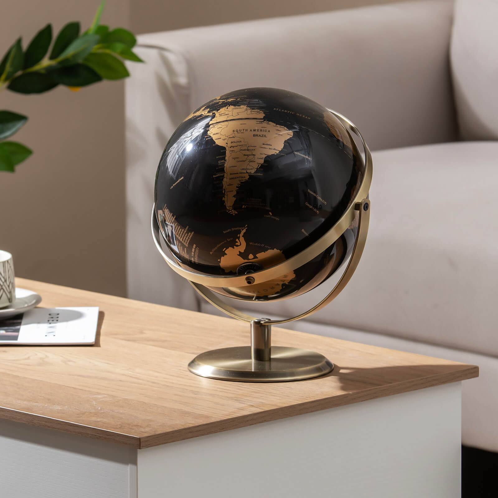 Alt View 1. Costway - Costway 9-Inch Metallic Black World Globe 720° Rotating Earth Globe with Metal Stand - Gold.