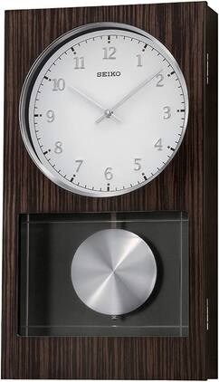 Seiko - Modern Dark Wooden Wall Clock with Pendulum and Dual Chimes - Dark Brown
