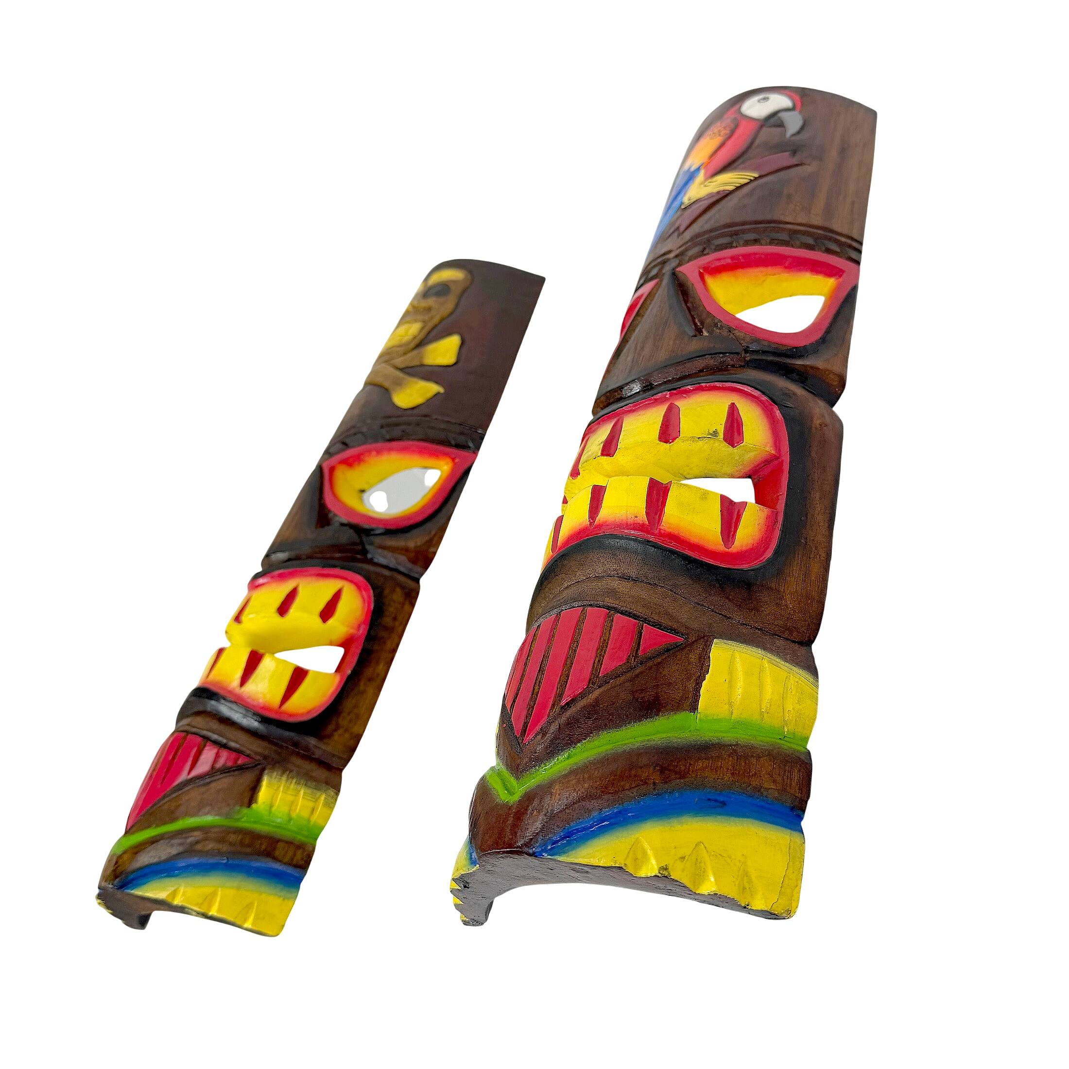 Alt View 10. Things2Die4 - Set of 2 Tiki Wall Masks Hand Carved Wood 19.75 in Parrot Skull Decor - Brown.