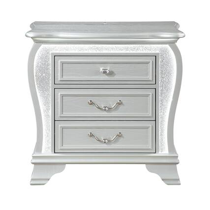 Front. Global Furniture USA - Aria Silver Nightstand With Led - Silver.