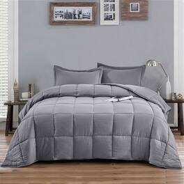 Hivvago - Full/Queen Traditional Microfiber Reversible 3 Piece Comforter Set in Grey - Gray