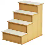 Front. Pawhut - Pet Stairs, Small Pet Steps with Cushioned Removable Covering for Dogs and Cats Up To 22 lbs - Natural Wood.