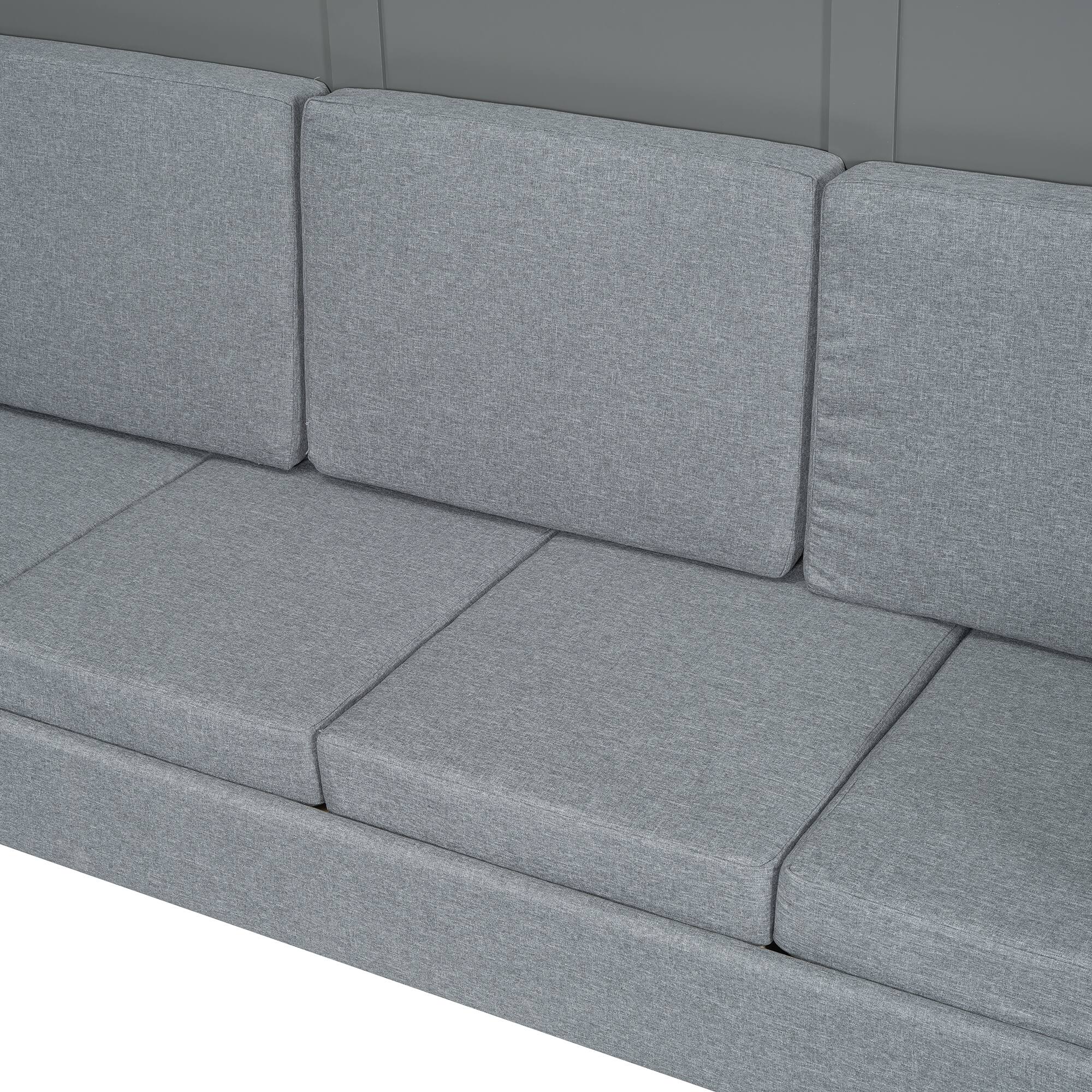 Alt View 4. Tiramisubest - Queen Size Gray Murphy Bed Wall Bed with Sofa, MDF + LVL, Space-Saving & Multifunctional - Gray.