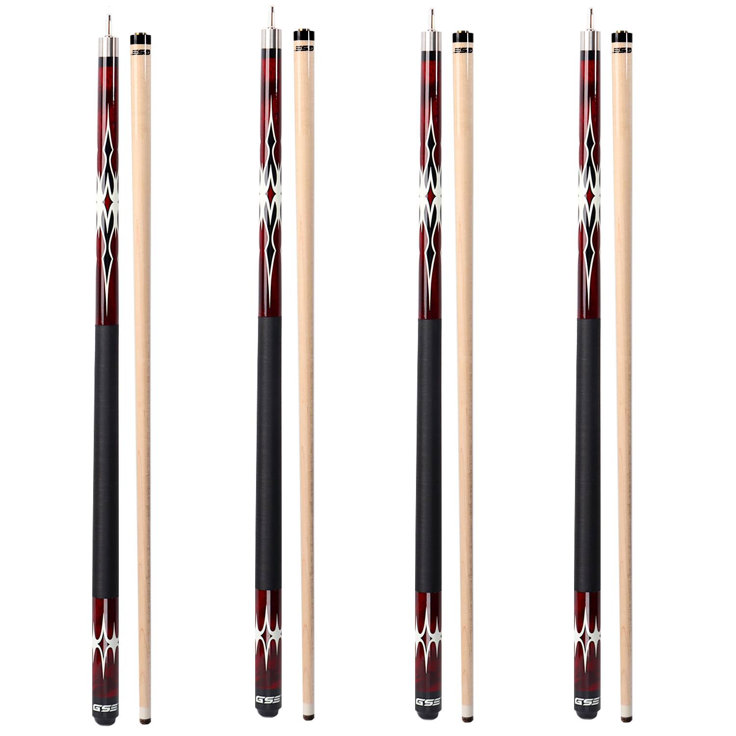 GSE Games & Sports Expert - Set of 4 Canadian Maple Hardwood Billiard Pool Cue Stick for Men/Women - 18/19/20/21oz Each - Red price history on PriceWatchPro