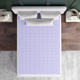 Emma + Oliver - Astor Memory Foam Mattress Topper with Lavender Infused, CertiPUR-US Certified Foam and Ventilated Construction - Purple