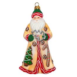 Joy to the World Collectibles - Joy to the World Glitterazzi Christmas Cookie Baker Santa Claus Polish Glass Ornament - Multicolor