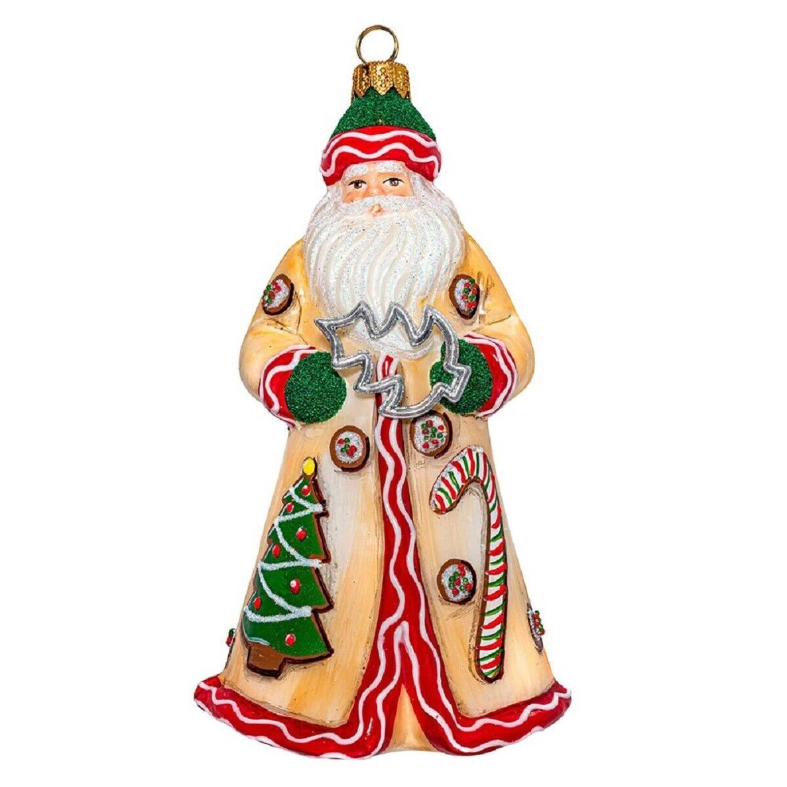 Front. Joy to the World Collectibles - Joy to the World Glitterazzi Christmas Cookie Baker Santa Claus Polish Glass Ornament - Multicolor.