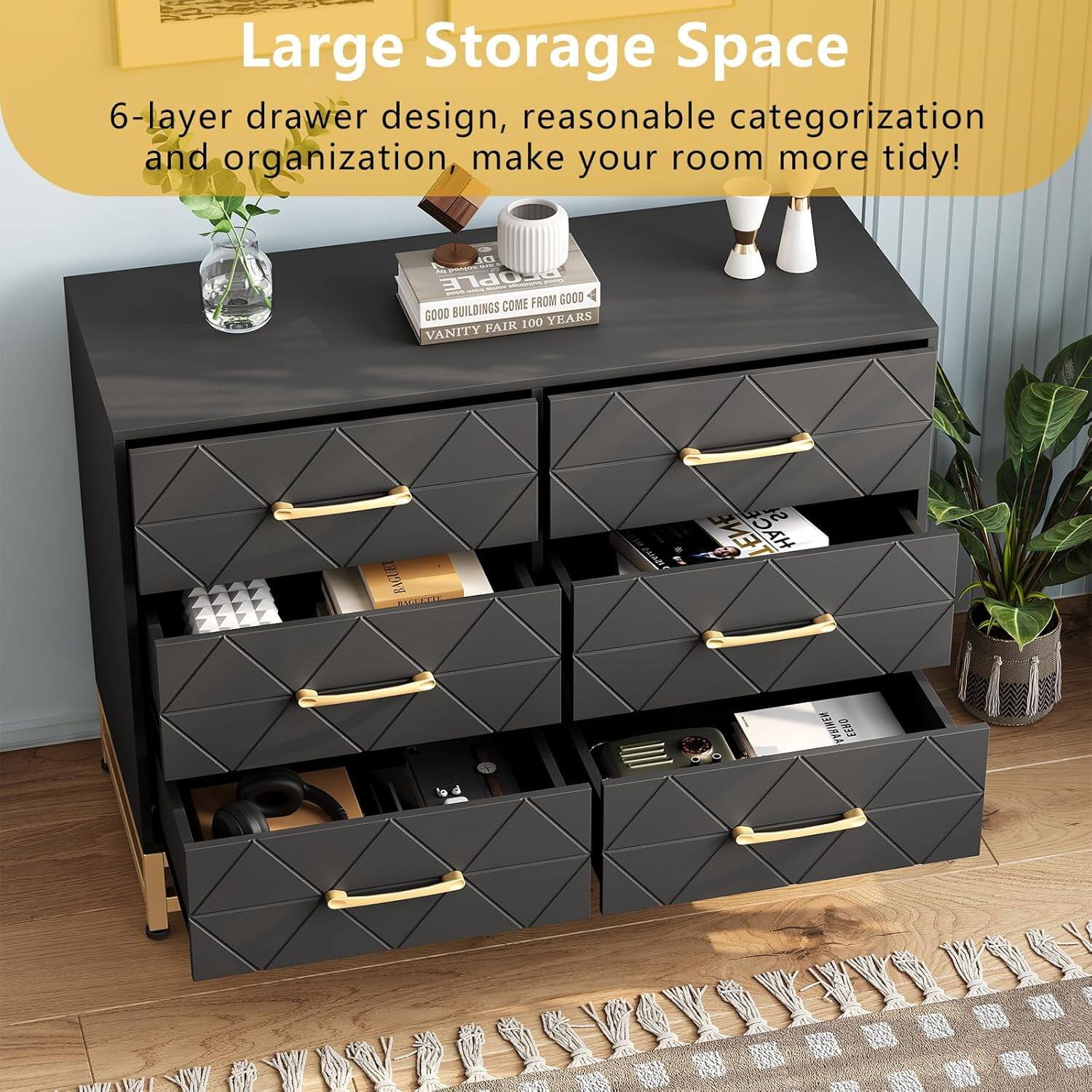 Jojoka Storage Cabinet Storage Cabinet 6 Drawer Triangle Pattern ...