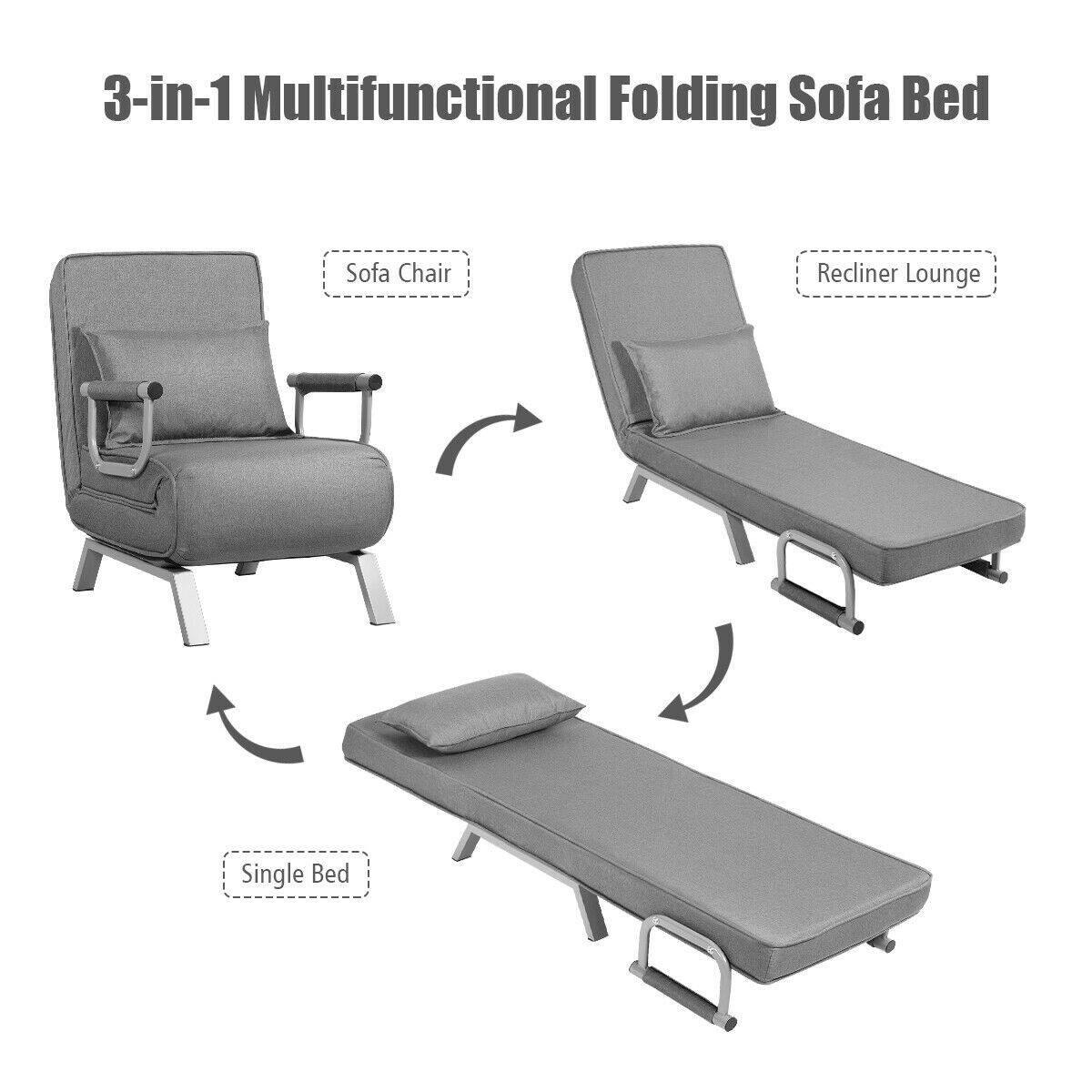 3-in-1 Multifunctional Folding Sofa Bed

- Sofa Chair
- Recliner Lounge
- Single Bed