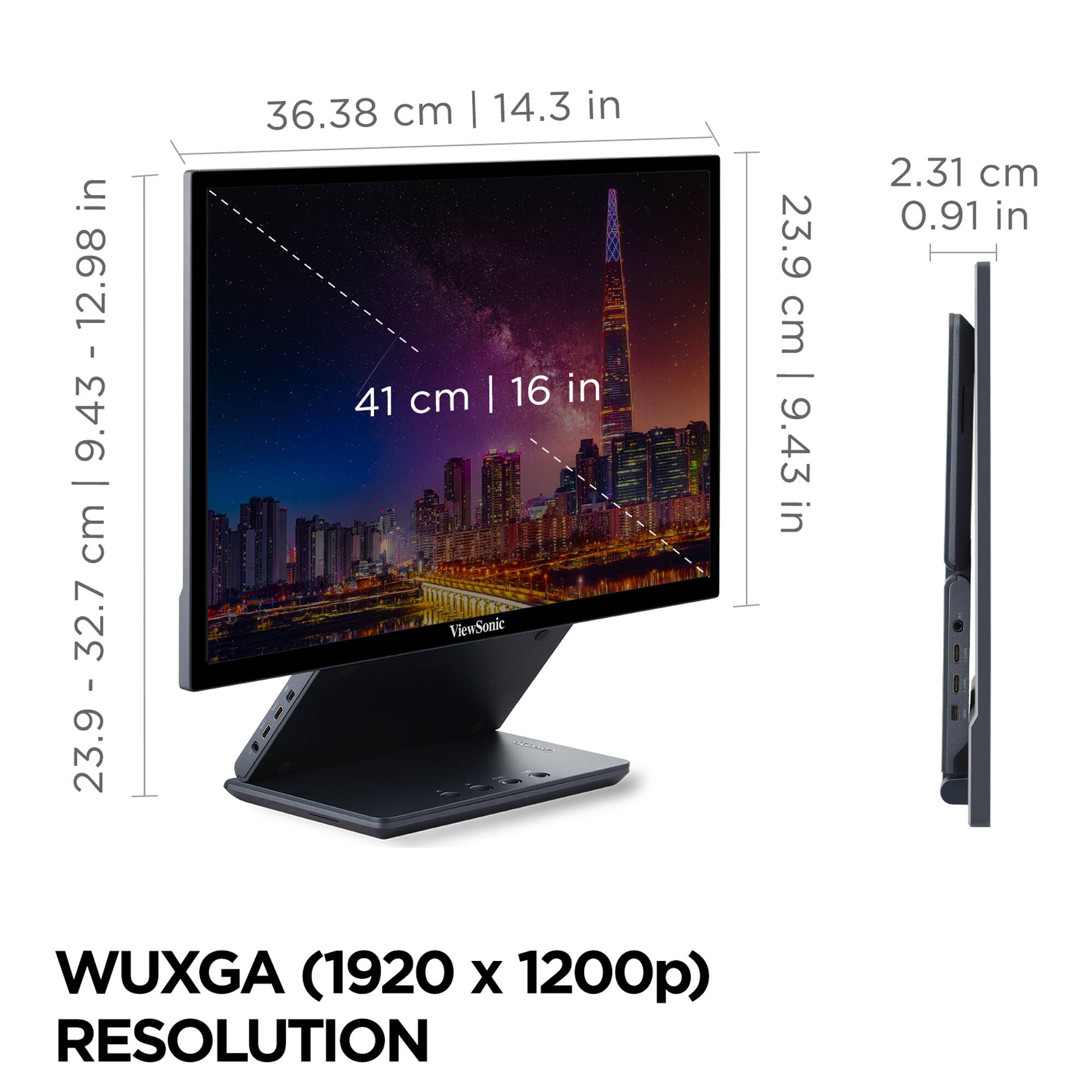 The text on the image reads: "WUXGA (1920 x 1200p) RESOLUTION."