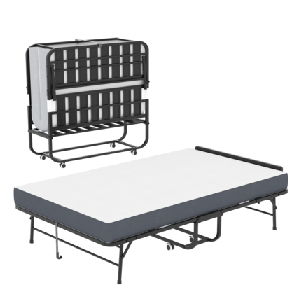 Front. GOODSILO - Extra Wide Folding Guest Bed with Adjustable Headrest and 5-Inch Memory Foam Mattress for Superior Comfort - Black.