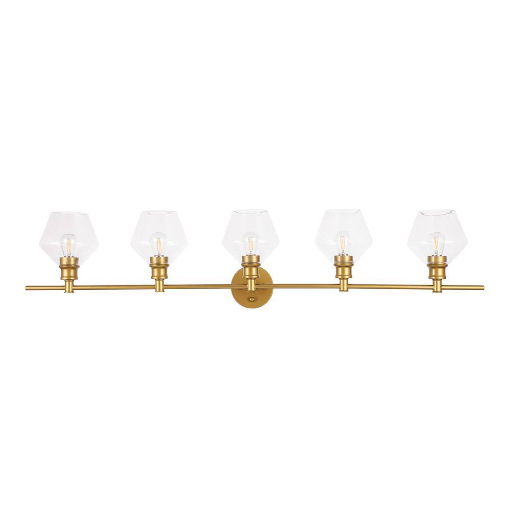 Alt View 9. Living District - Gene 5 light Brass and Clear glass Wall sconce - Brass And Clear Glass.