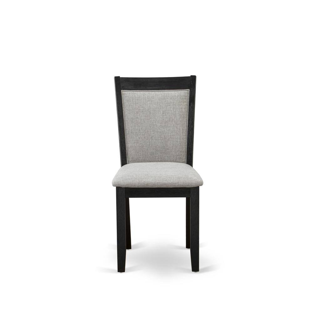 Left. East West Furniture - X626MZ606-6 6 Pc Kitchen Table Set - Linen White Table with a Rustic Bench and 4 Shitake Dining Chairs - Wire Brushed - Multi-Color.