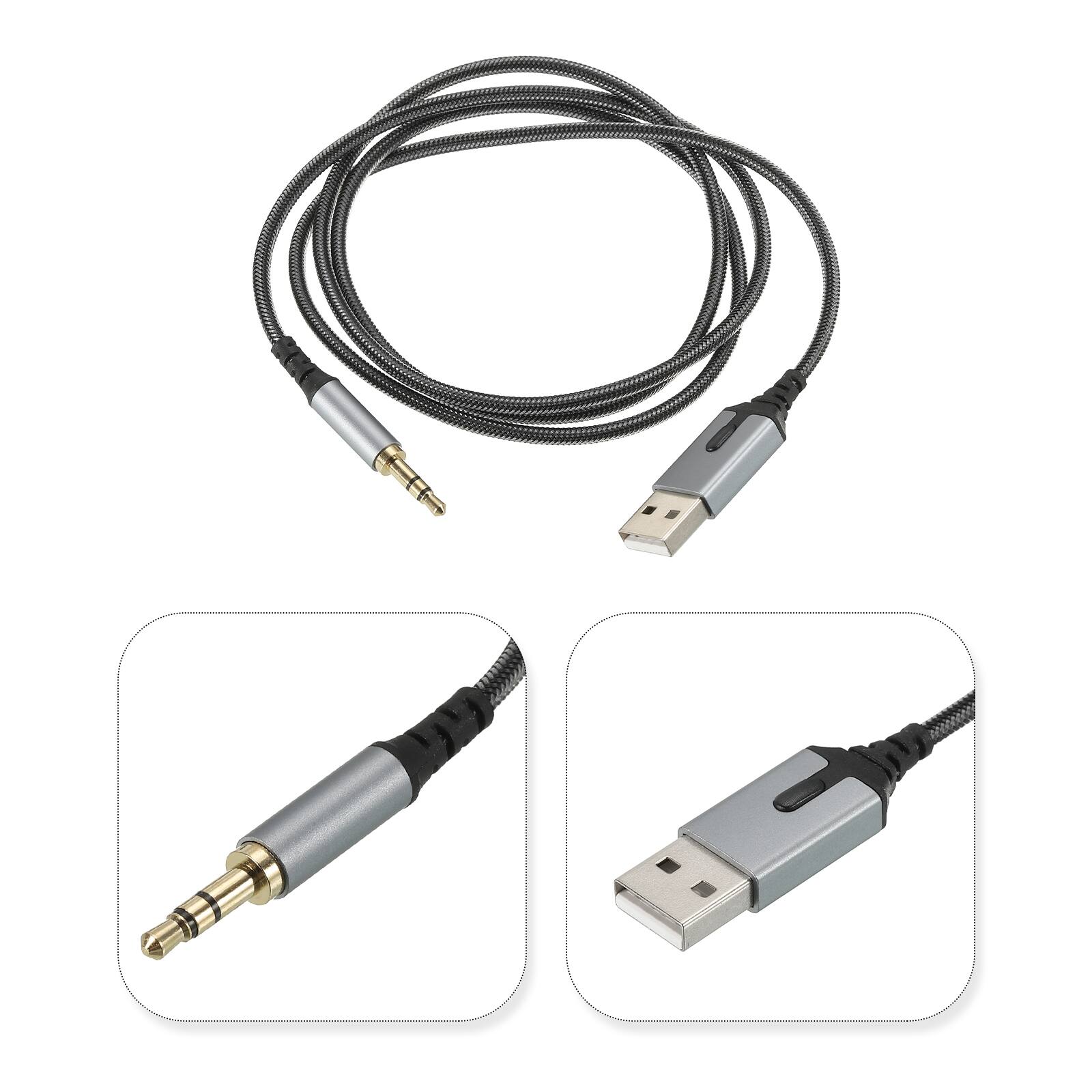 Alt View 2. Unique Bargains - 3.3ft USB Male to 3.5mm TRS Audio Adapter Cable for Microphone, Phone, Laptop, Speaker.
