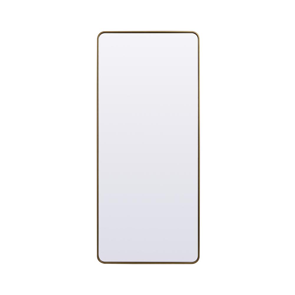 Alt View 2. Elegant Decor - Soft Corner Metal Rectangle Mirror 32x72 Inch in Brass - Brass.