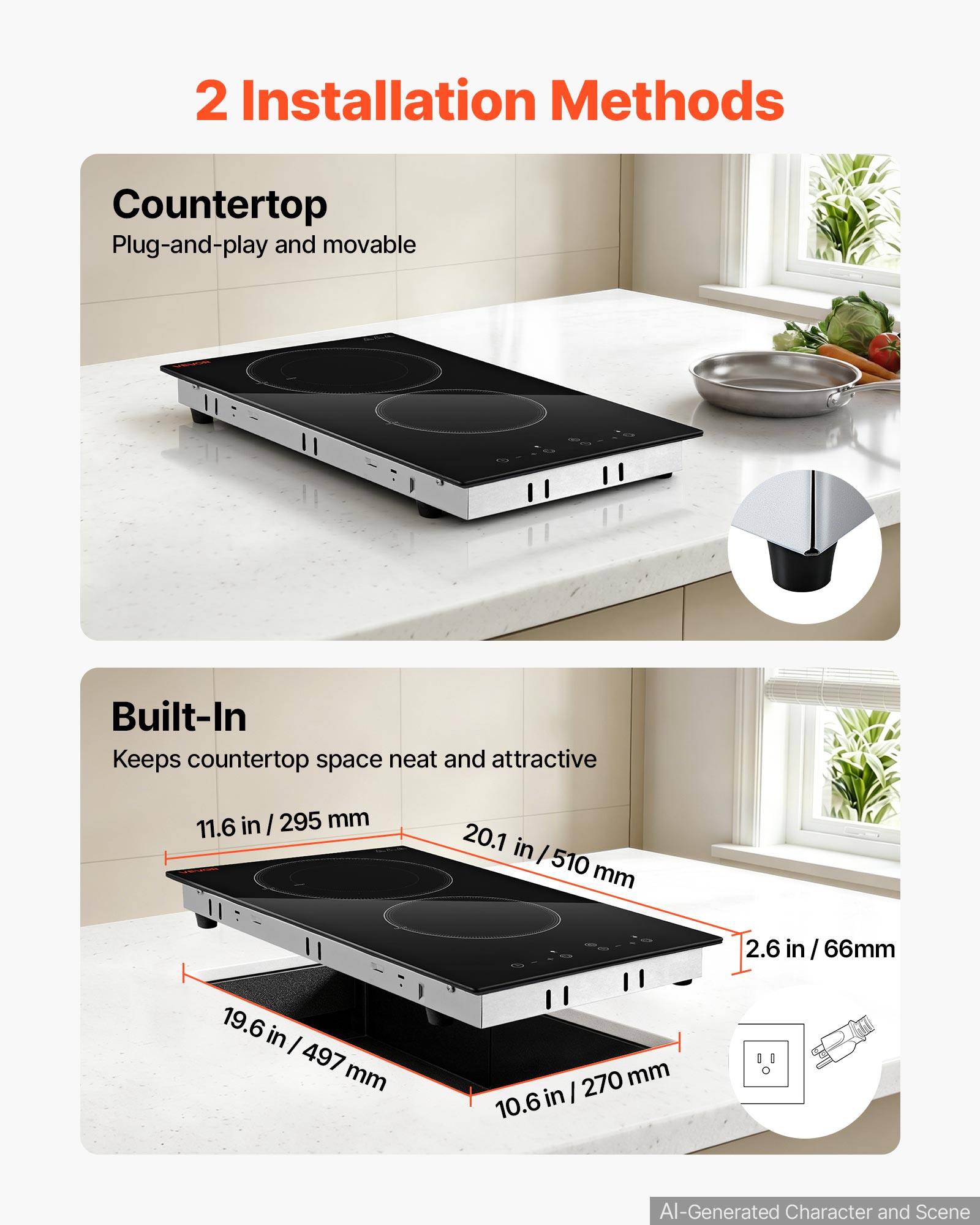 2 Installation Methods

Countertop
Plug-and-play and movable

Built-In
Keeps countertop space neat and attractive

11.6 in / 295 mm
20.1 in / 510 mm
2.6 in / 66 mm
19.6 in / 497 mm
10.6 in / 270 mm

AI-Generated Character and Scene