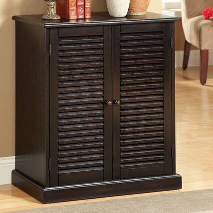 Front. Loheer - Loheer espresso shoe cabinet louver door shoe storage with adjustable shelves - Espresso.