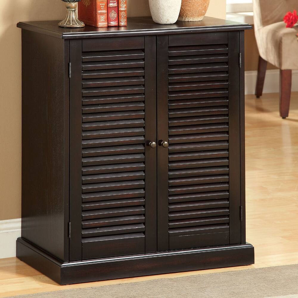 Front. Loheer - Loheer espresso shoe cabinet louver door shoe storage with adjustable shelves - Espresso.