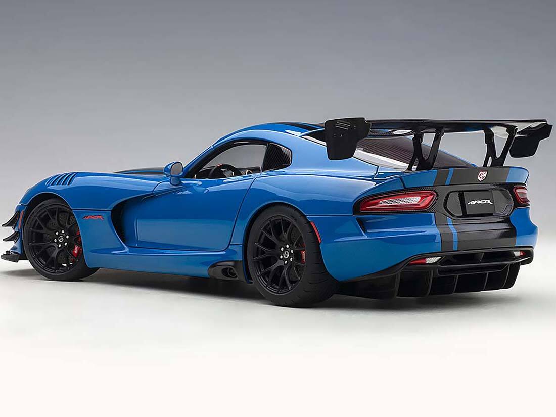 Alt View 4. Autoart - 2017 Dodge Viper ACR Competition Blue with Black Stripes 1/18 Model Car by Autoart.