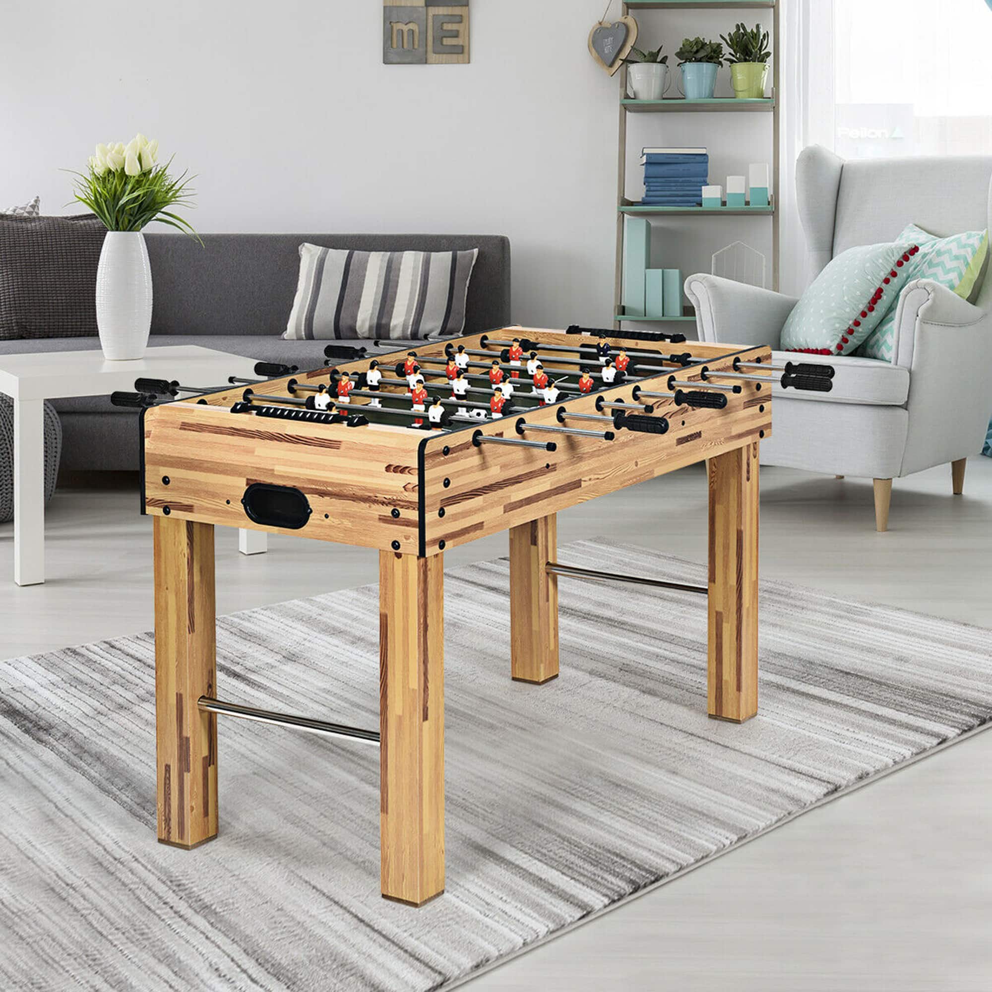 Left. Costway - 48'' Foosball Table Home Soccer Game Table Christmas Families Party Recreation - Natural.