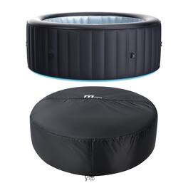 MSpa - Round Inflatable Spa, 4 to 6 Person Hot Tub w/ LED & Energy Efficient Cover - Black