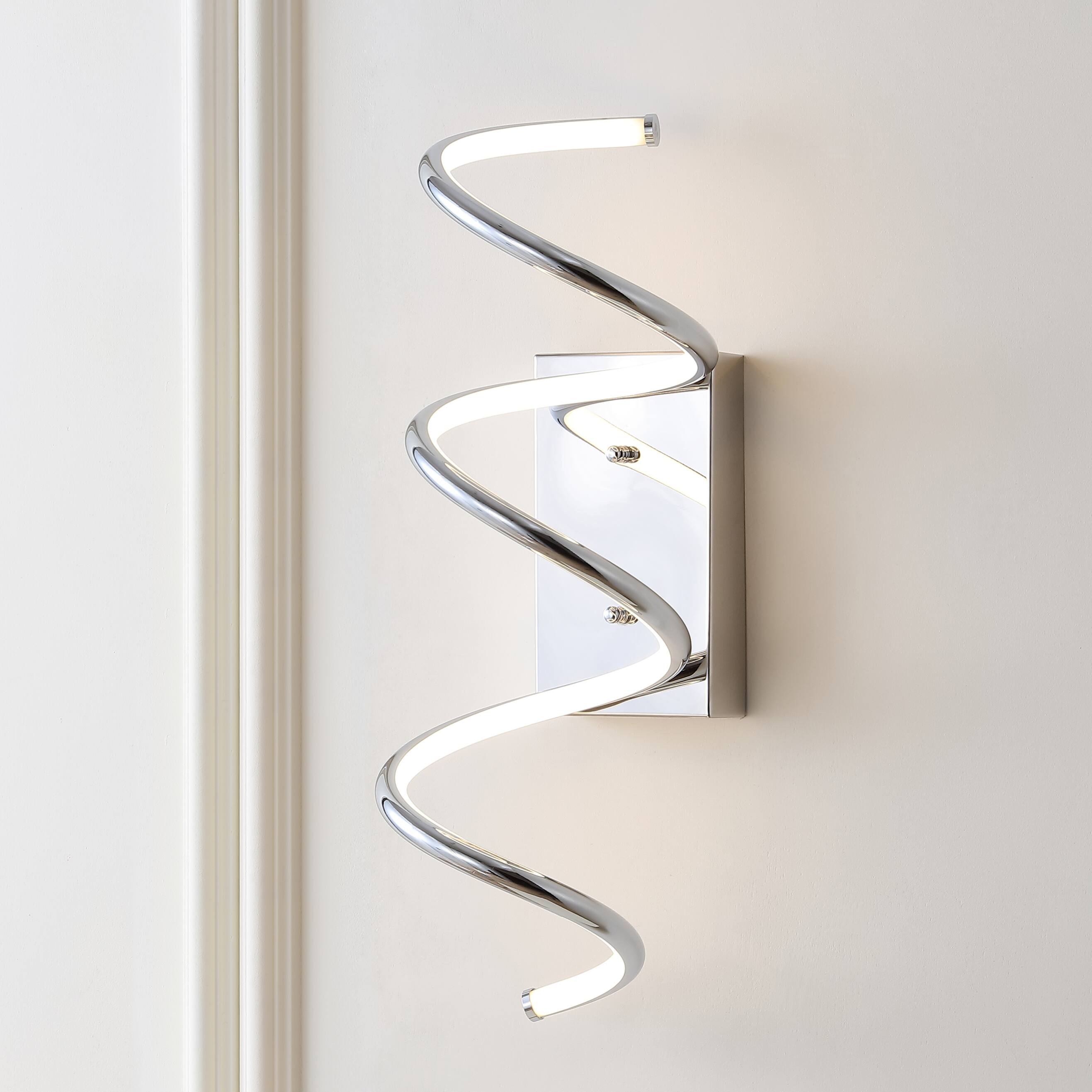 Alt View 1. Jonathan Y - Scribble 7" Modern Metal Integrated LED Vanity Light Sconce, Chrome - Chrome.