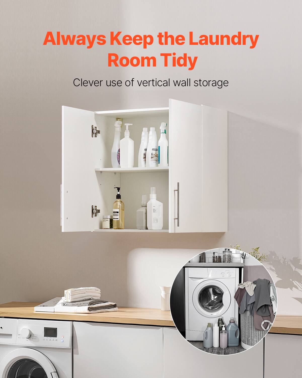 Always Keep the Laundry Room Tidy. Clever use of vertical wall storage.