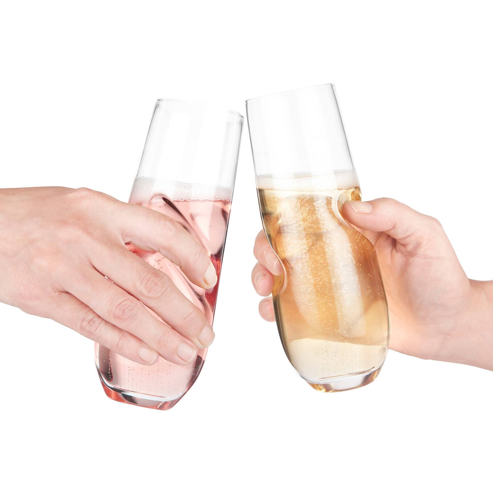 Alt View 2. Final Touch - Bubbles Sparkling, Champagne, Bubbly Glass Set with Opener - 10 oz (300 ml) - Clear.