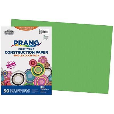 PRANG  
MEDIUM WEIGHT  
CONSTRUCTION PAPER  
SINGLE COLOR PACK  

50 SHEETS - CONSTRUCTION PAPER  
12" x 18" (30.5 cm x 45.7 cm)  

CUTS AND POLDS EVENLY WITHOUT CRACKING