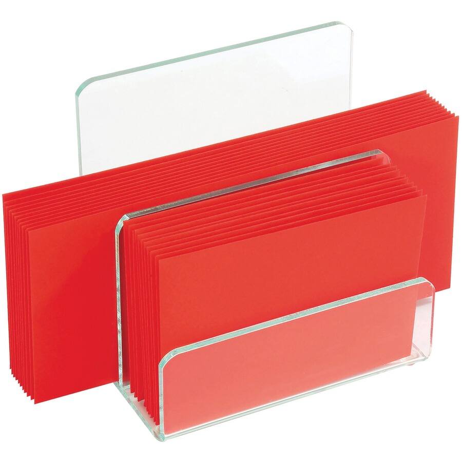 Left. Lorell - Lorell Mini File Sorter Desktop Durable Lightweight Non skid Clear Green Acrylic - Clear.