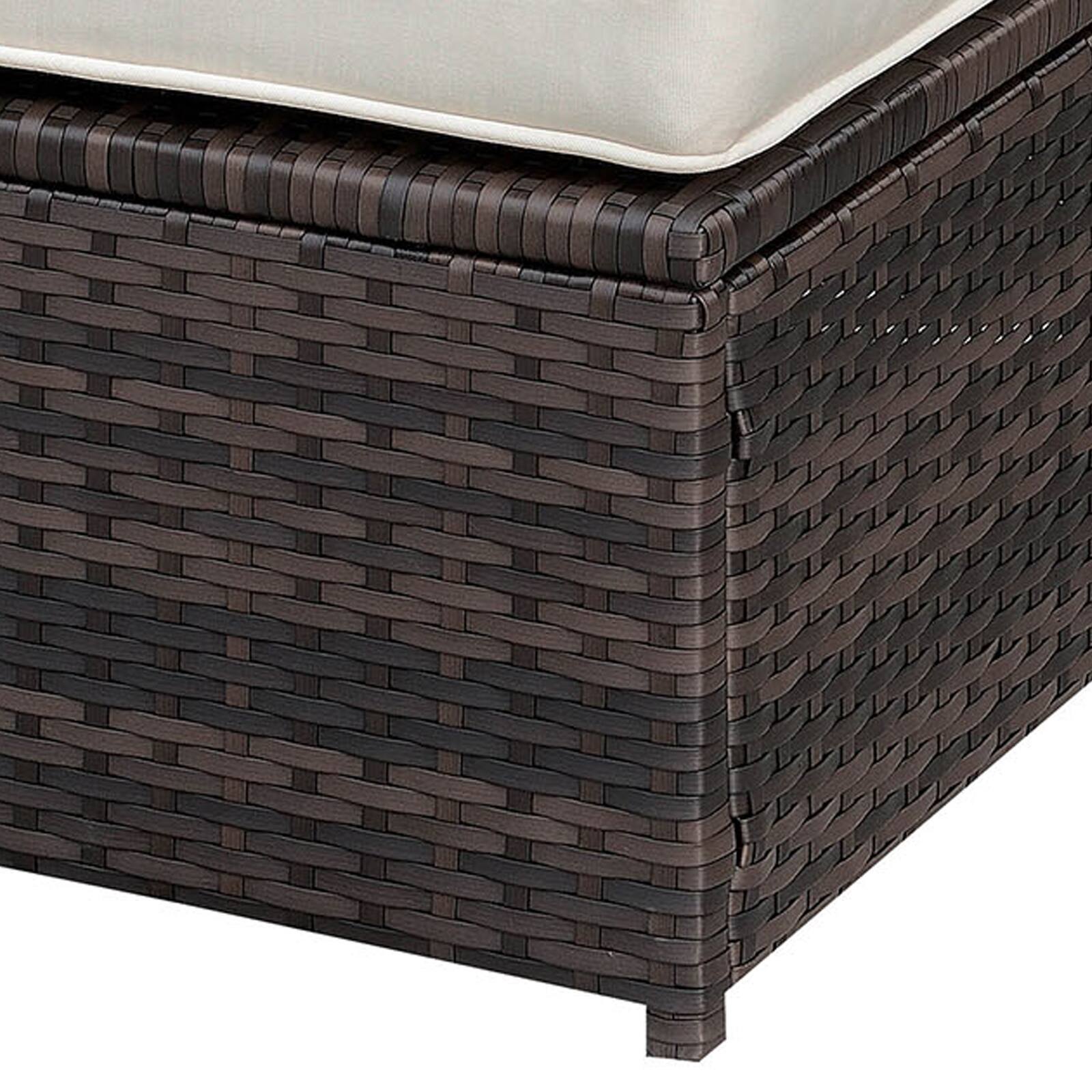 Alt View 3. Manhattan Lane - Aluminium Frame Faux Polyester Upholstered Square Ottoman - Brown And White.