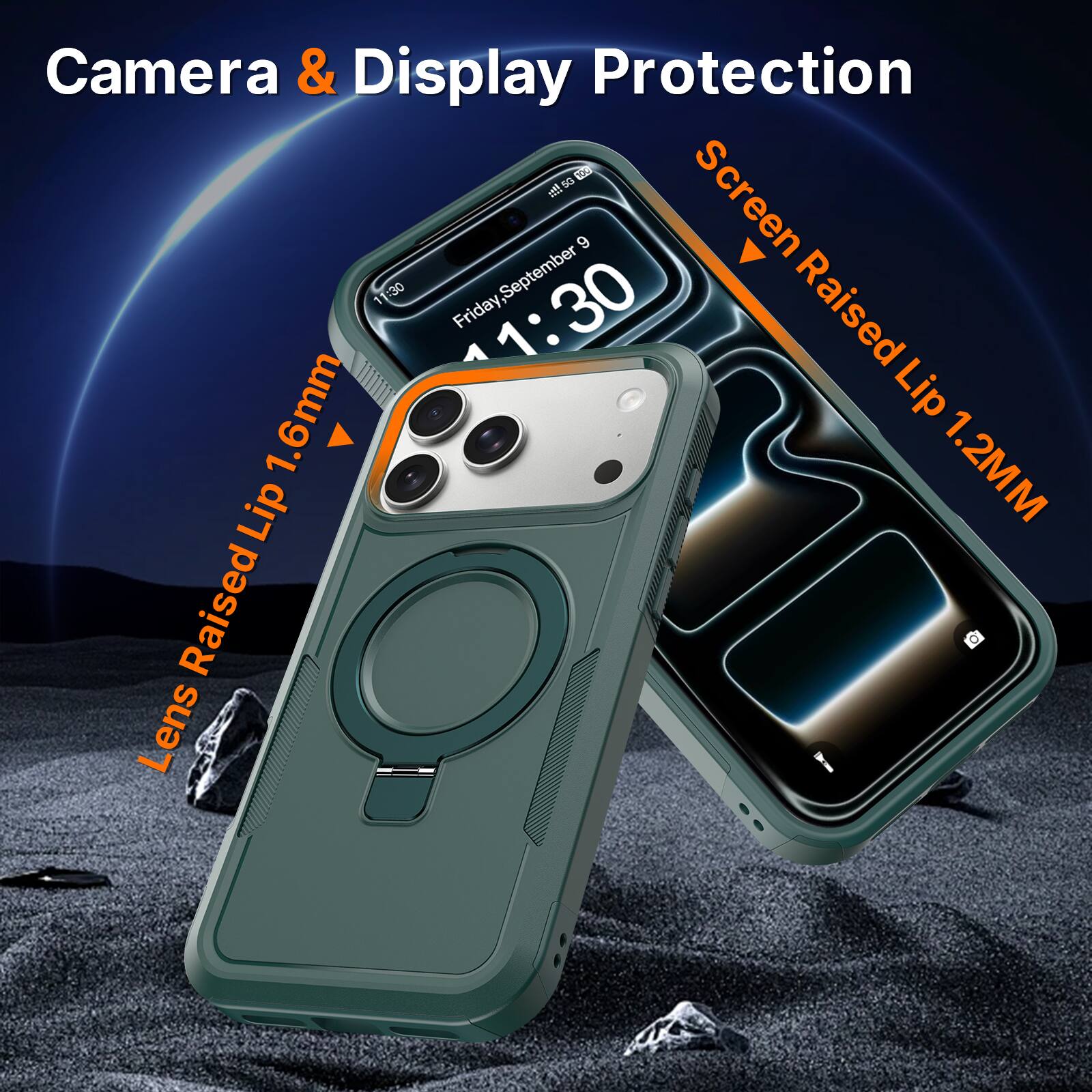 Camera & Display Protection

Screen Raised Lip 1.2MM

Lens Raised Lip 1.6mm