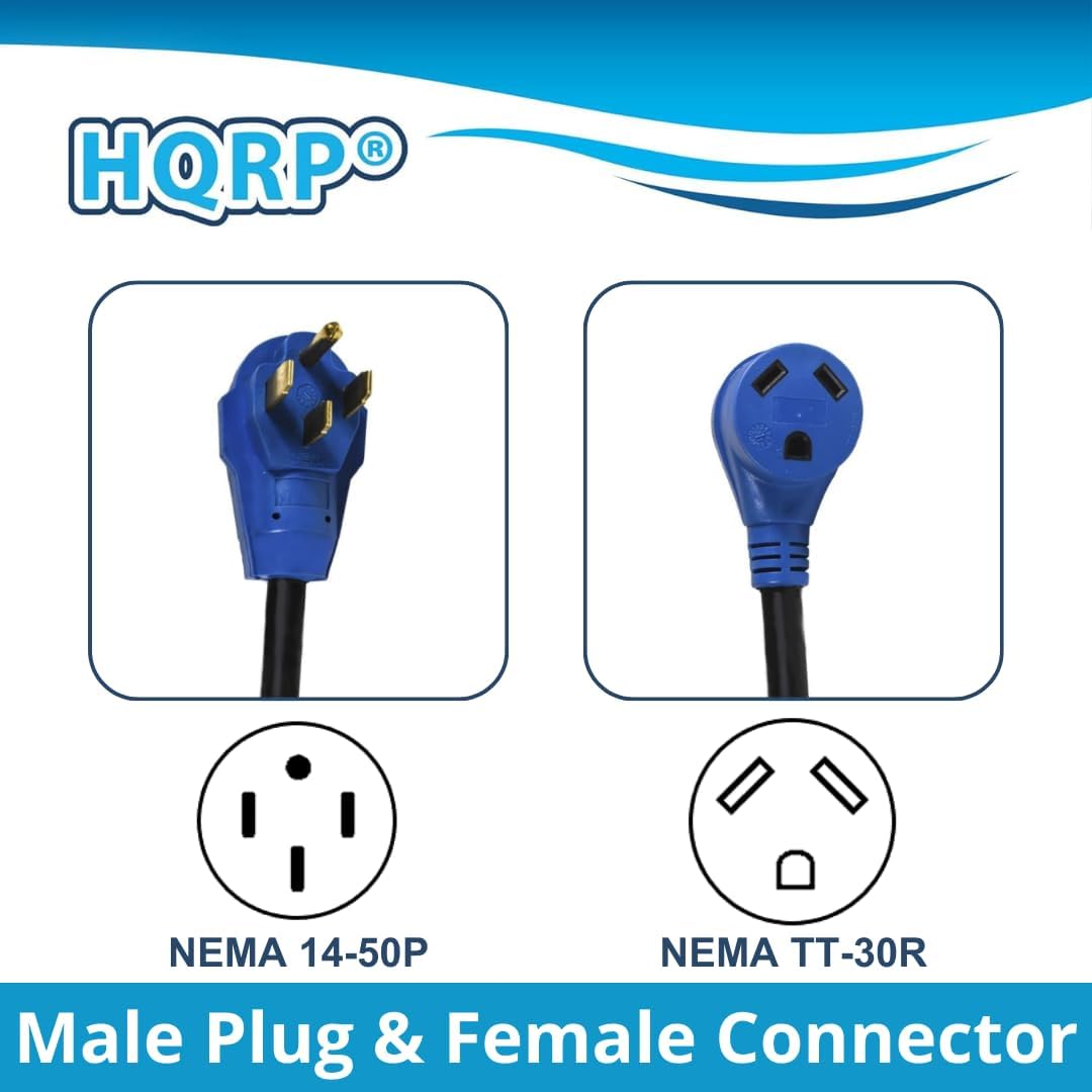HQRP NEMA 14-50P NEMA TT-30R Male Plug & Female Connector