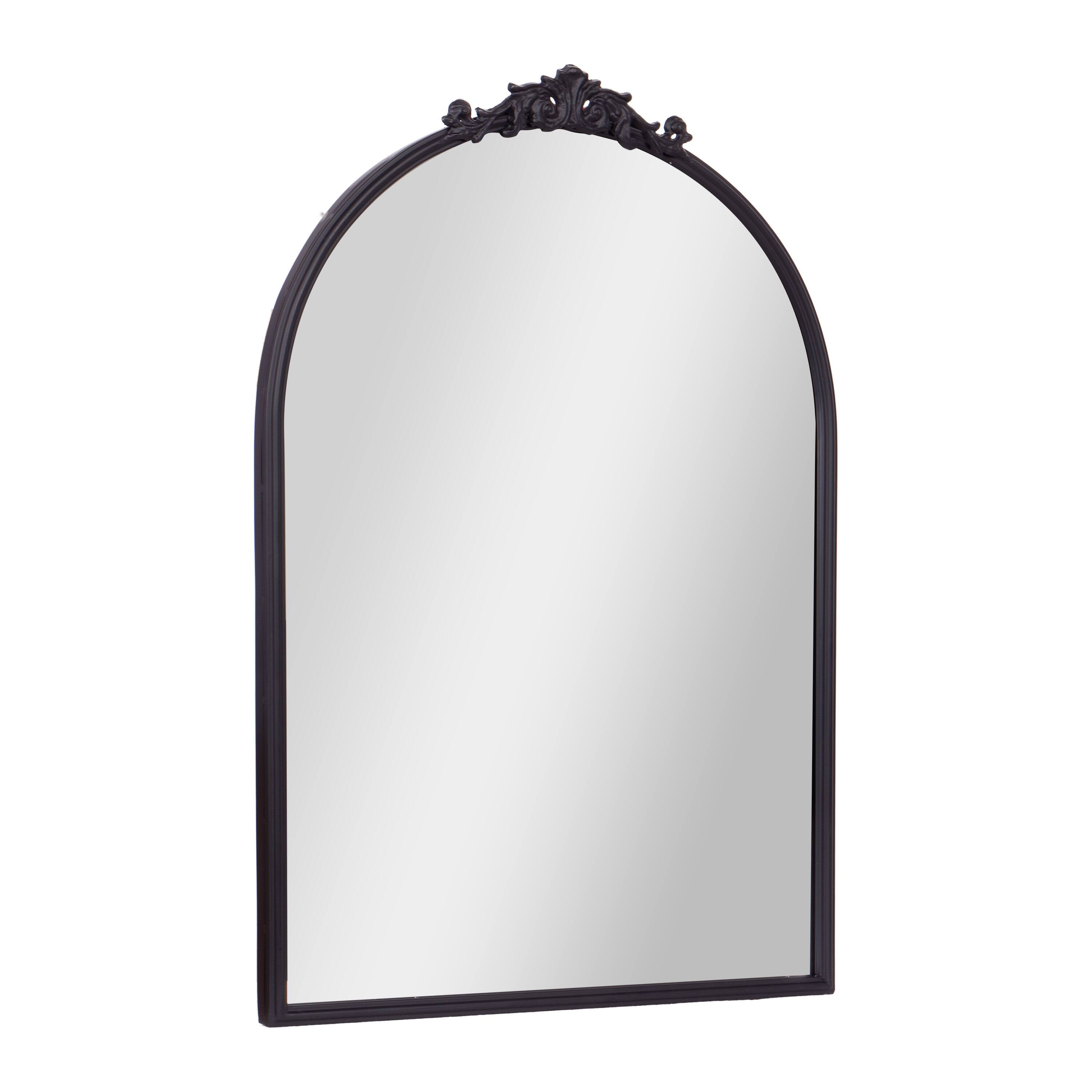 Alt View 1. Emma + Oliver - Arched Wall Mirror with Metal Frame and Aluminum Backed Glass - Black.