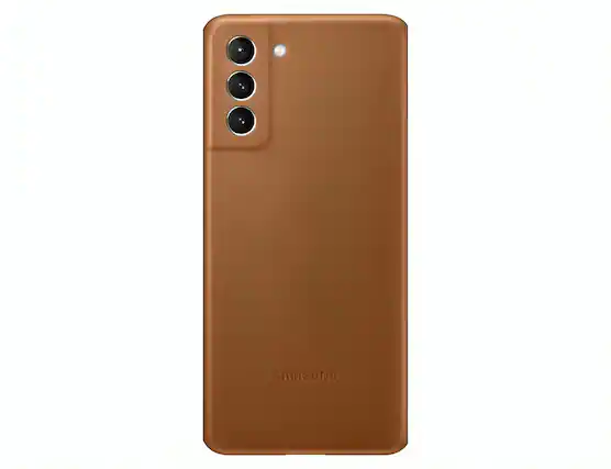 Front. Samsung - Samsung Leather Case Galaxy S21+ | Color: Brown - Brown.