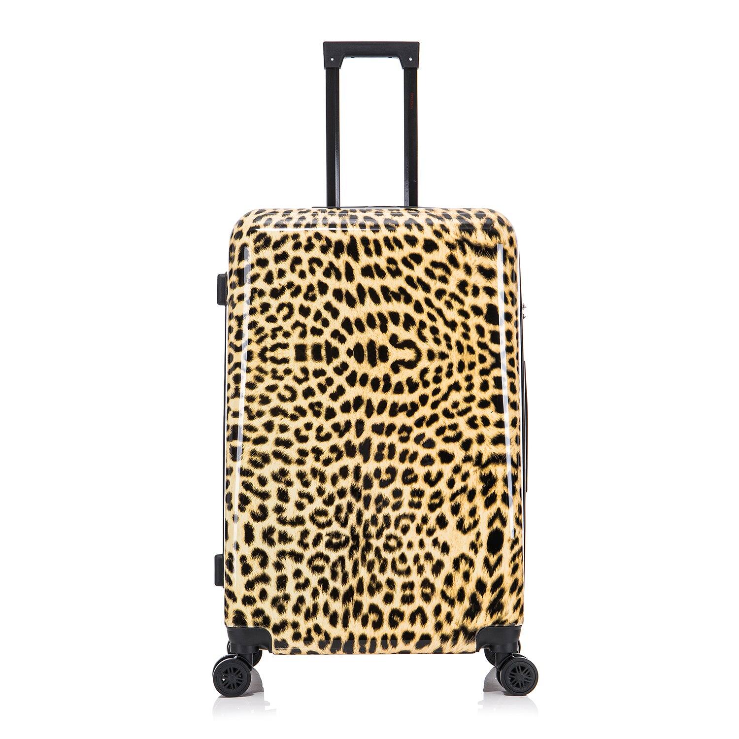Angle. InUSA - Cheetah Prints lightweight hardside Spinner Luggage 28" - CHEETAH.