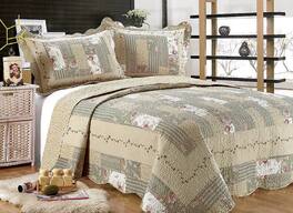 J&V TEXTILES - Reversible Quilt Set - Green