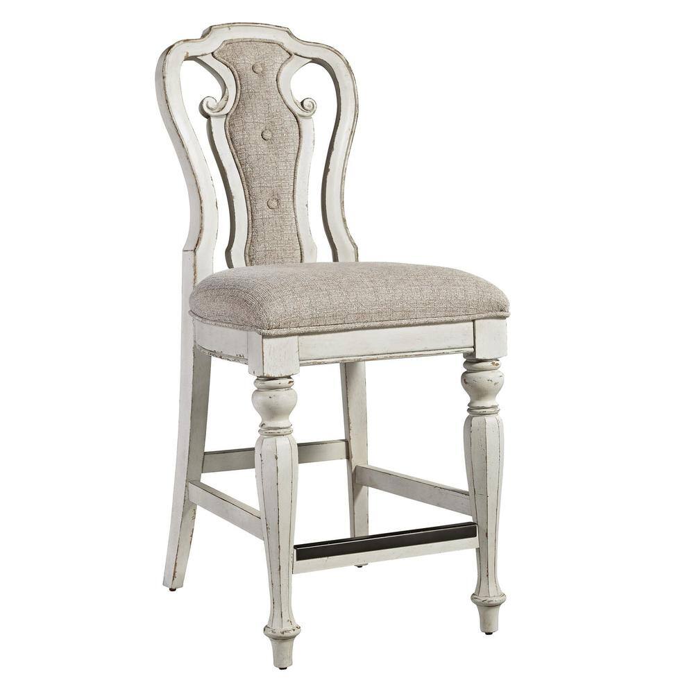 Back. Liberty Furniture Industries - Magnolia Manor Counter Height Chair (RTA) in Antique White - White.