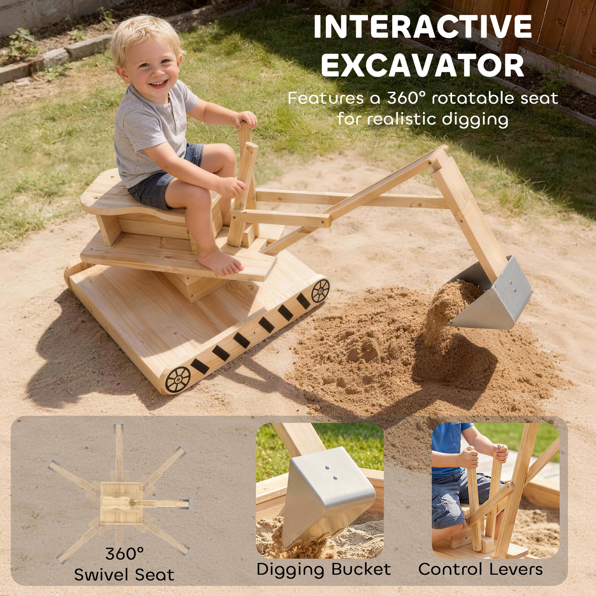 INTERACTIVE EXCAVATOR

Features a 360° rotatable seat for realistic digging

- 360° Swivel Seat
- Digging Bucket
- Control Levers