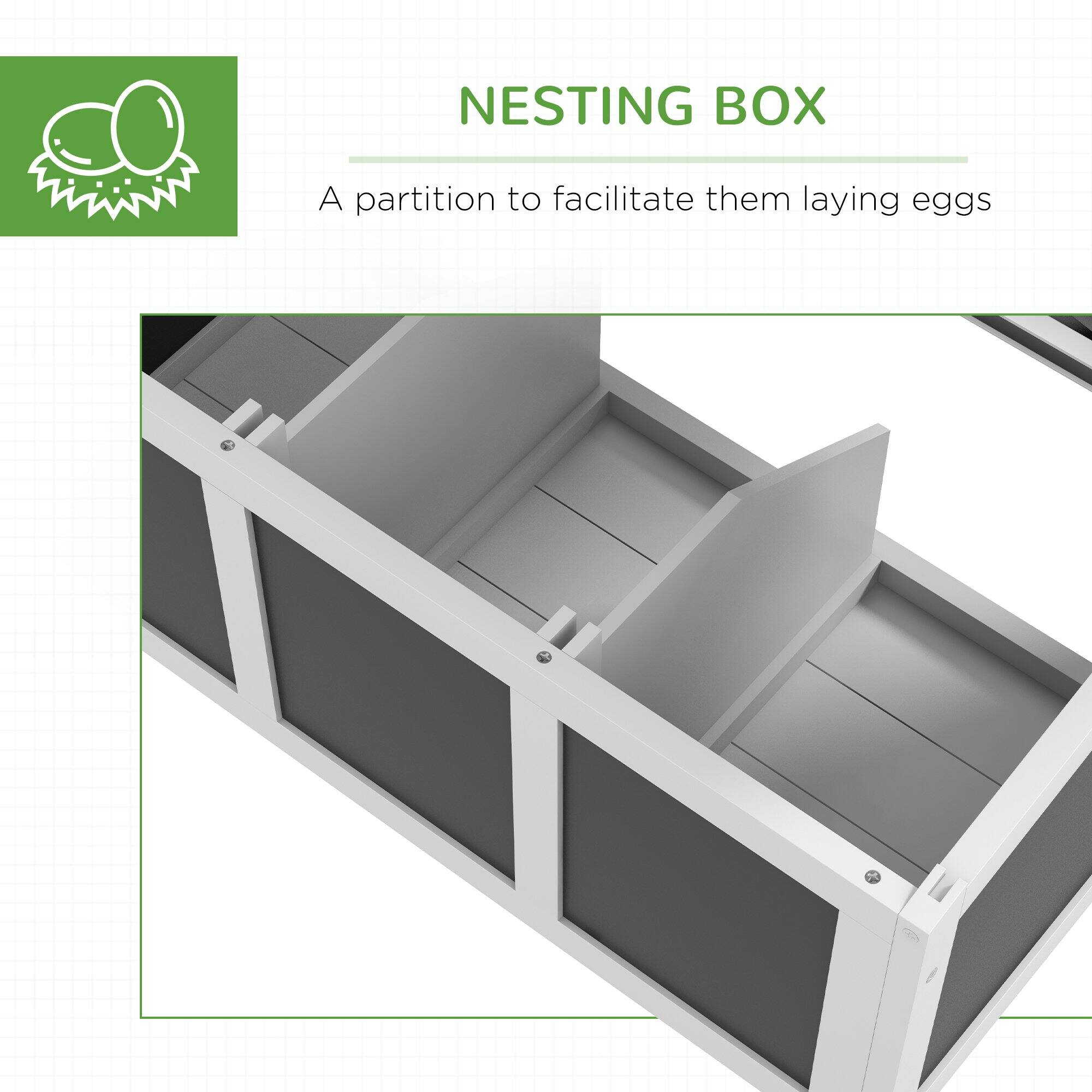 NESTING BOX

A partition to facilitate them laying eggs